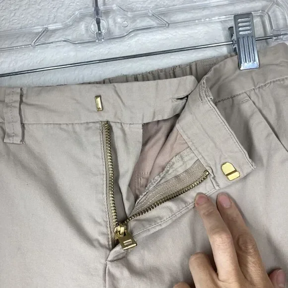 Zadig & Voltaire Pants Womens 36 Beige Tuxedo Stripe Gold Trim Casual Cotton - Picture 7 of 9